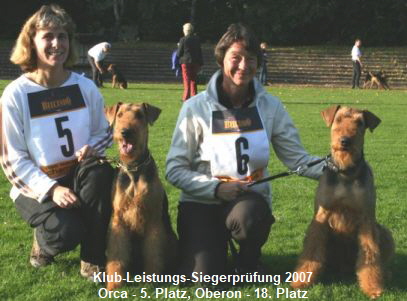 Klub-Leistungs-Siegerpr�fung 2007
Orca - 5. Platz, Oberon - 18. Platz